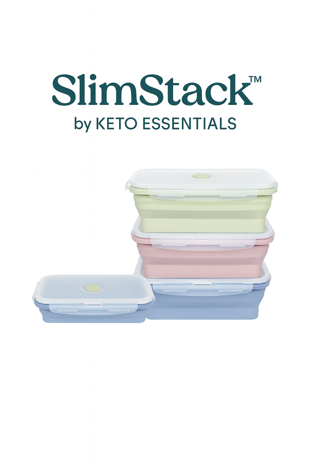 SlimStack™ Containers by Keto Essentials – Collapsible Silicone Food Storage